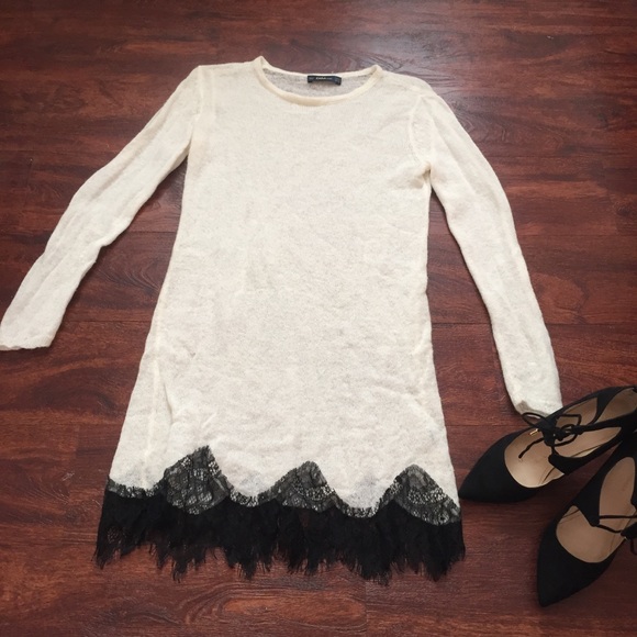 sweater dress with lace bottom